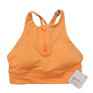 New Lululemon Size 10 Energy High Neck Longline Bra Zip MGDM Mango Dream Orange